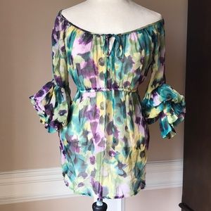 Sheer floral Karen Kane top